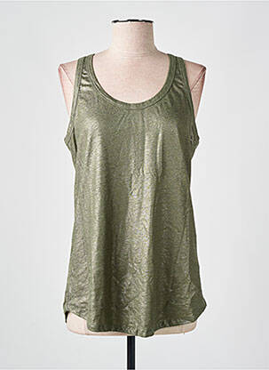 Top coupe cintrée fines bretelles vert MAJESTIC FILATURES femme