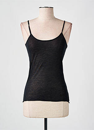Top coupe cintrée fines bretelles noir MAJESTIC FILATURES femme