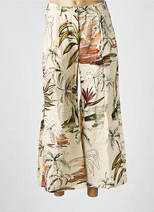 Pantalon 7/8 fermeture zippée sous rabat boutonné beige DIEGA femme