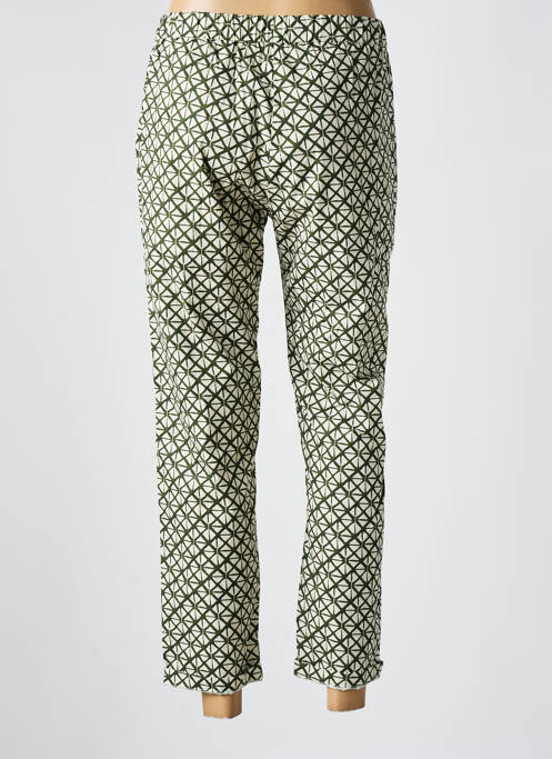 Pantalon 7/8 taille élastique vert DIEGA femme