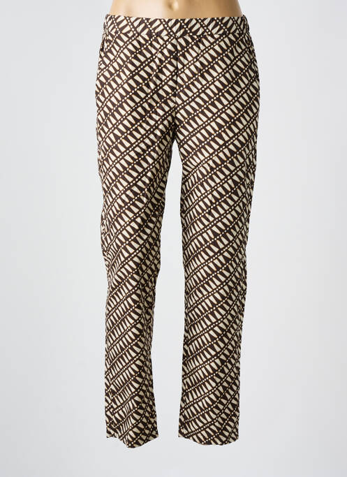 Pantalon droit taille élastique marron DIEGA femme