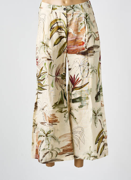 Pantalon 7/8 fermeture zippée sous rabat boutonné beige DIEGA femme
