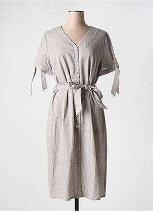 Robe mi-longue manches courtes manches courtes gris MALVIN femme