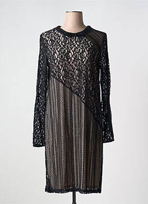 Robe mi-longue manches longues manches longues noir GARELLA femme
