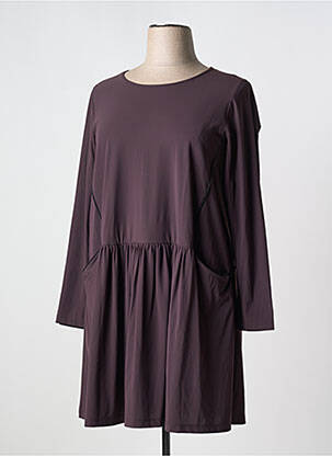 Robe mi-longue manches longues manches longues marron INDIES femme