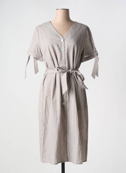 Robe mi-longue manches courtes manches courtes gris MALVIN femme