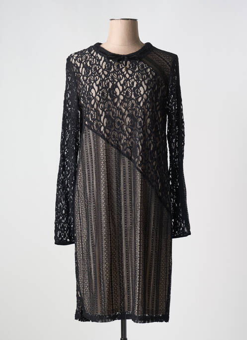 Robe mi-longue manches longues manches longues noir GARELLA femme