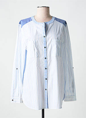 Chemisier coupe droite manches longues bleu YESTA femme