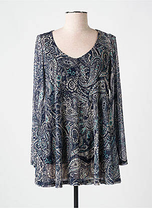 Tunique manches longues légère et transparente bleu AN II VITO femme
