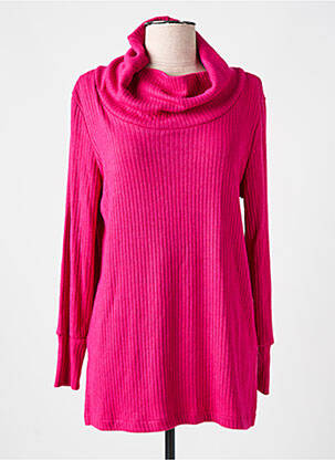 Pull col roulé tissage côtelé manches longues rose AN II VITO femme