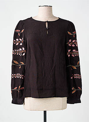 Blouse poignets boutonnés avec fente manches longues noir WHITE STUFF femme