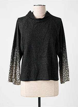 Pull tissage chiné manches longues noir ELSEWHERE femme
