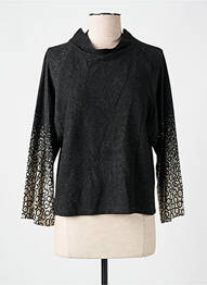Pull tissage chiné manches longues noir ELSEWHERE femme