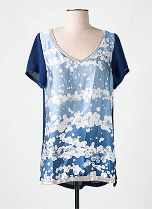 Tunique manches courtes tissage crêpe bleu AN II VITO femme