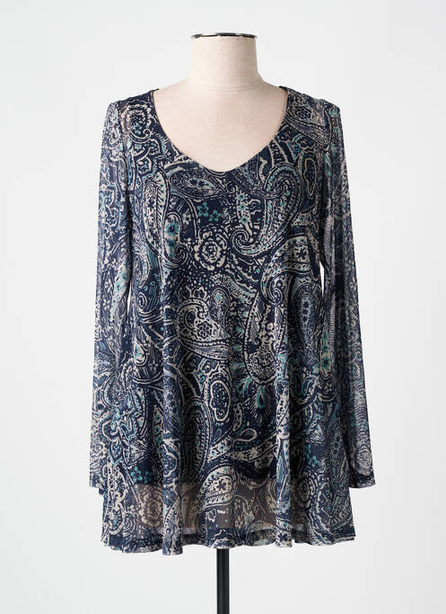 Tunique manches longues col v bleu AN II VITO femme