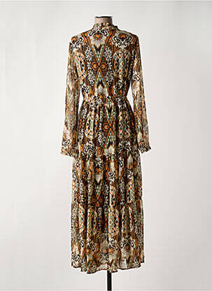 Robe longue manches longues manches longues marron YEST femme