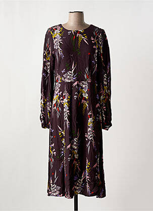 Robe mi-longue imprimé fleurs manches longues violet WHITE STUFF femme