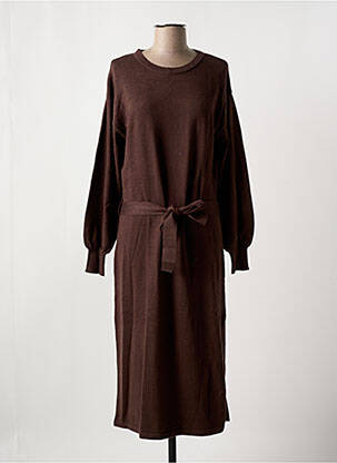 Robe mi-longue manches longues manches longues marron YEST femme