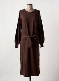 Robe mi-longue manches longues manches longues marron YEST femme