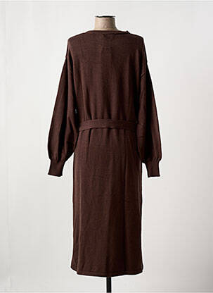 Robe mi-longue manches longues manches longues marron YEST femme