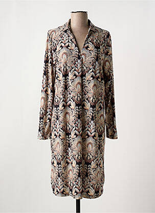 Robe mi-longue imprimé fleurs manches longues noir AN II VITO femme