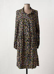 Robe mi-longue imprimé fleurs manches longues noir AN II VITO femme