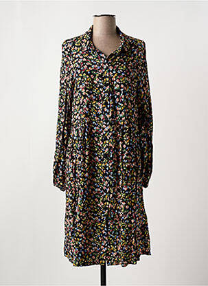 Robe mi-longue imprimé fleurs manches longues noir AN II VITO femme