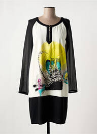 Robe mi-longue coupe fluide manches longues noir GARELLA femme