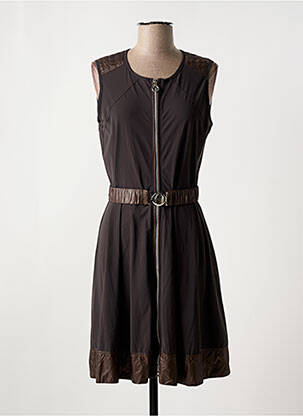 Robe mi-longue sans manche sans manche marron INDIES femme
