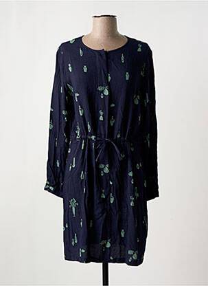 Robe mi-longue coupe fluide manches longues bleu NICE THINGS femme