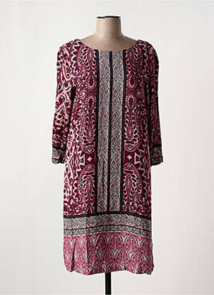 Robe mi-longue imprimé fleurs manches 3/4 rose WHITE STUFF femme