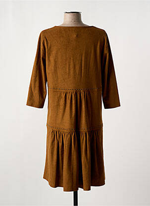 Robe courte manches 3/4 manches 3/4 marron INDIES femme