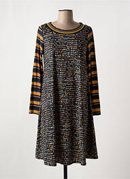 Robe mi-longue imprimé fantaisie manches longues noir AN II VITO femme
