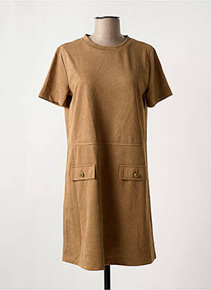 Robe courte manches courtes manches courtes marron YEST femme