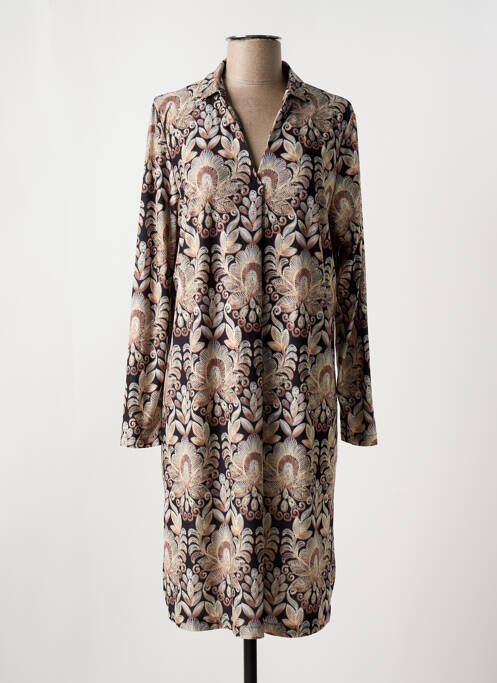 Robe mi-longue coupe fluide manches longues noir AN II VITO femme
