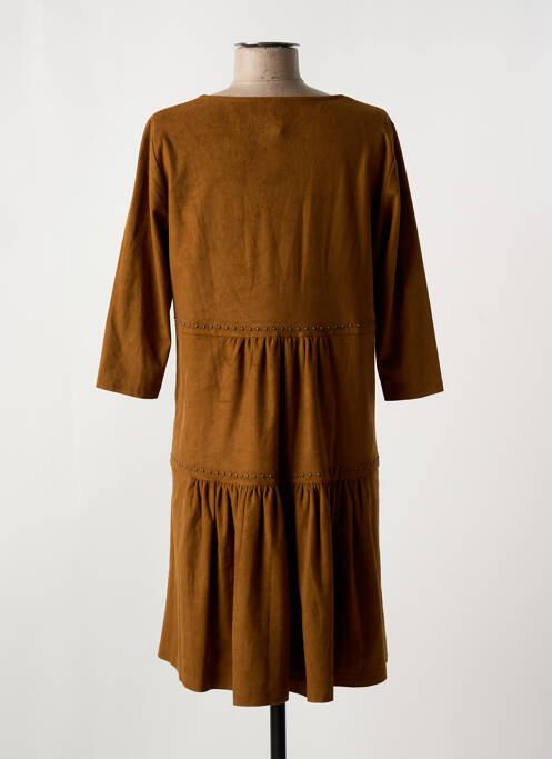 Robe courte manches 3/4 manches 3/4 marron INDIES femme