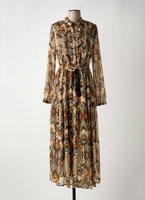 Robe longue marron YEST pour femme