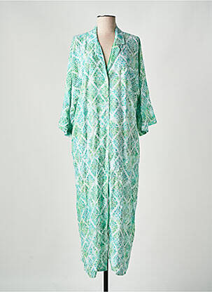 Robe longue imprimé fantaisie manches 3/4 vert GENESIS femme