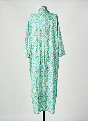 Robe longue imprimé fantaisie manches 3/4 vert GENESIS femme