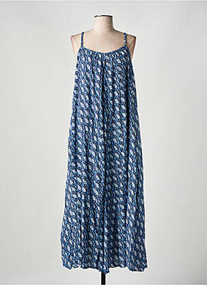 Robe longue imprimé fantaisie fines bretelles bleu GENESIS femme