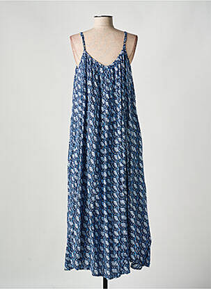 Robe longue manches bretelles ajustables fines bretelles bleu GENESIS femme