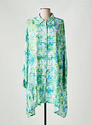 Robe mi-longue imprimé fantaisie manches longues vert GENESIS femme