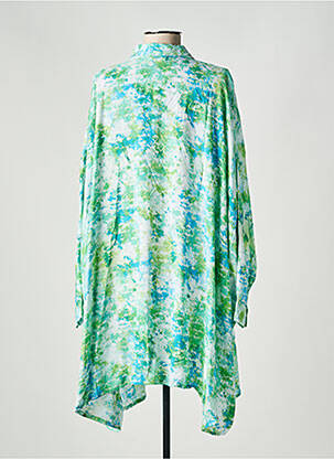 Robe mi-longue imprimé fantaisie manches longues vert GENESIS femme
