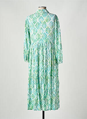 Robe longue tissage popeline manches 3/4 vert GENESIS femme