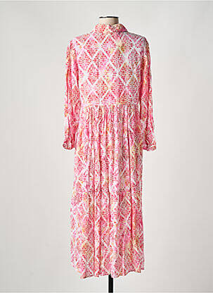 Robe longue imprimé fantaisie manches 3/4 rose GENESIS femme