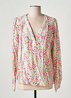 Chemisier tissage crêpe manches longues rose ONLY femme