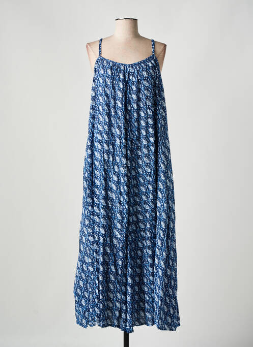 Robe longue imprimé fantaisie fines bretelles bleu GENESIS femme