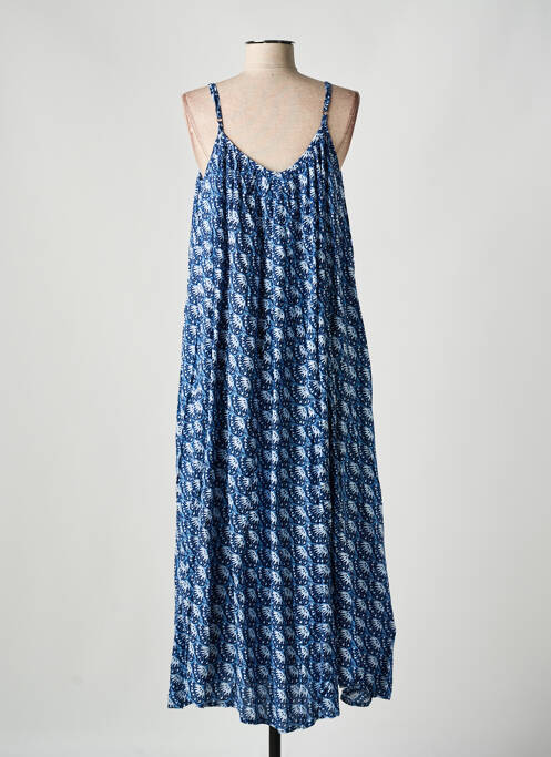 Robe longue imprimé fantaisie fines bretelles bleu GENESIS femme