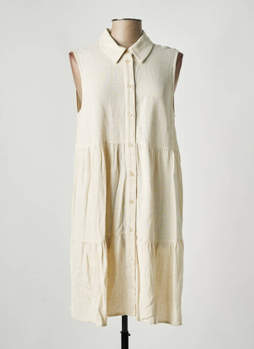 Robe mi-longue tissage crêpe sans manche beige ONLY femme