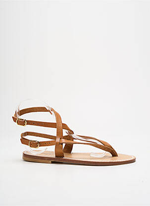 Tongs matière lisse talon plat jusqu'à 3cm marron SANDALIA CYCLADES femme
